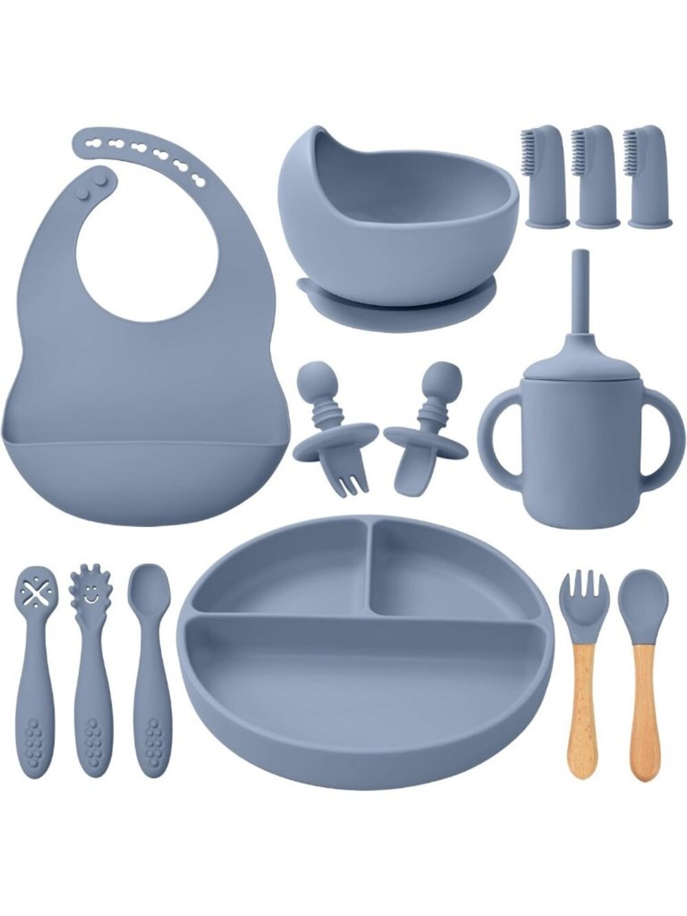 14-Piece Silicone Baby Feeding Set | Baby Led Weaning Utensils & Supplies